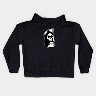 Grim Reaper Reading Books Kids Hoodie